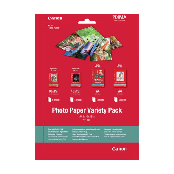 Canon ij photo paper varlety pack a4&4x6 vp-101